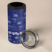 Blue Hawaii Palm Tree Hibiscus 4 in 1 Can Cooler Tumbler Fantasy Summer Vibe