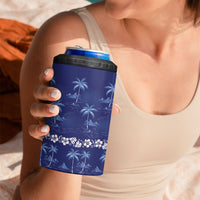 Blue Hawaii Palm Tree Hibiscus 4 in 1 Can Cooler Tumbler Fantasy Summer Vibe