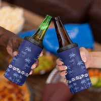 Blue Hawaii Palm Tree Hibiscus 4 in 1 Can Cooler Tumbler Fantasy Summer Vibe