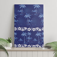 Blue Hawaii Palm Tree Hibiscus Canvas Wall Art Fantasy Summer Vibe