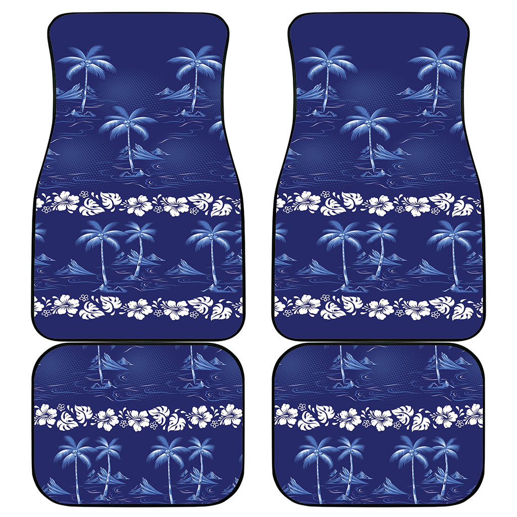 Blue Hawaii Palm Tree Hibiscus Car Mats Fantasy Summer Vibe