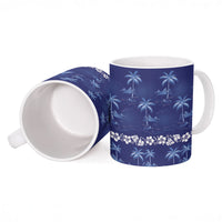 Blue Hawaii Palm Tree Hibiscus Ceramic Mug Fantasy Summer Vibe