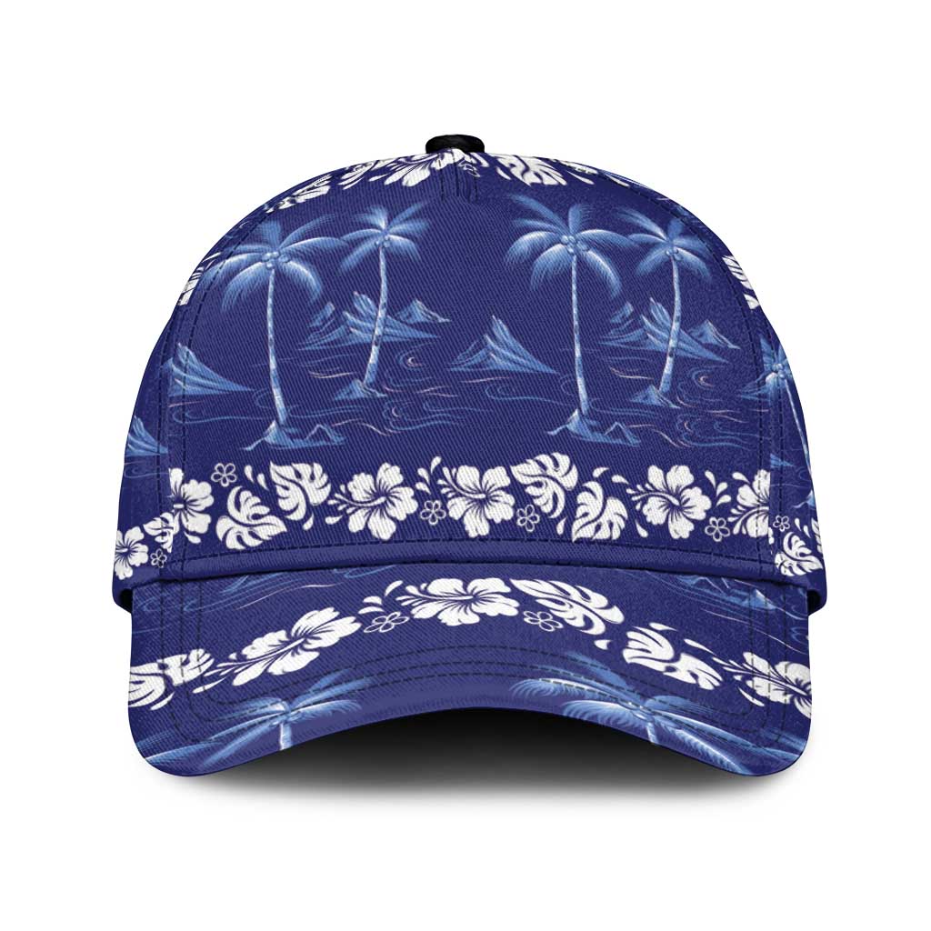 Blue Hawaii Palm Tree Hibiscus Classic Cap Fantasy Summer Vibe