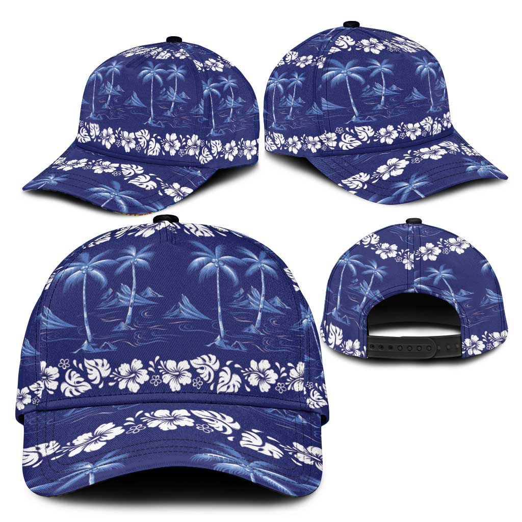 Blue Hawaii Palm Tree Hibiscus Classic Cap Fantasy Summer Vibe