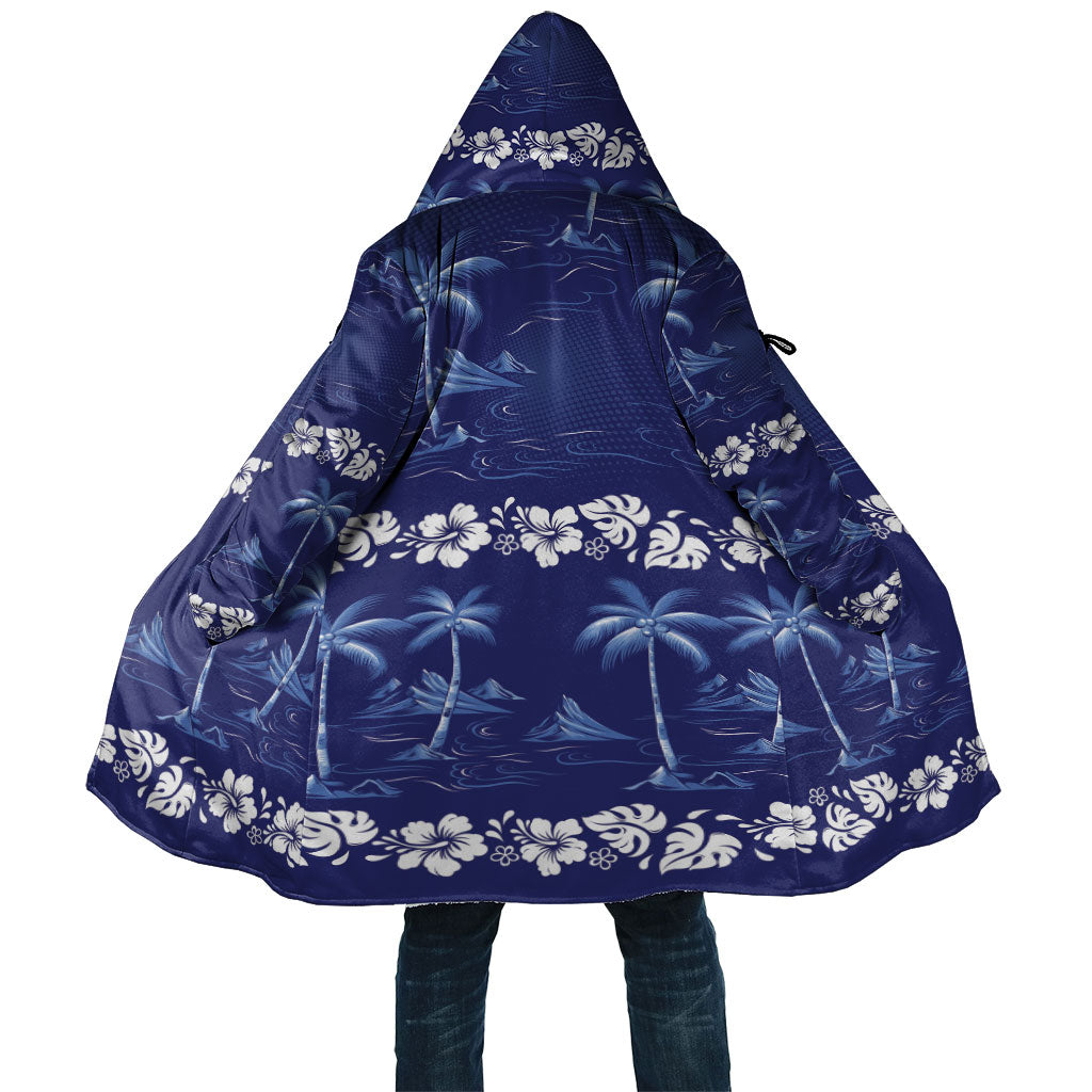 Blue Hawaii Palm Tree Hibiscus Cloak Fantasy Summer Vibe