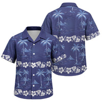 Blue Hawaii Palm Tree Hibiscus Family Matching Mermaid Dress and Hawaiian Shirt Fantasy Summer Vibe LT01 Son's Shirt Blue - Polynesian Pride