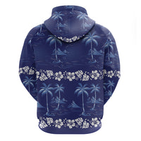 Blue Hawaii Palm Tree Hibiscus Hoodie Fantasy Summer Vibe LT01 - Polynesian Pride