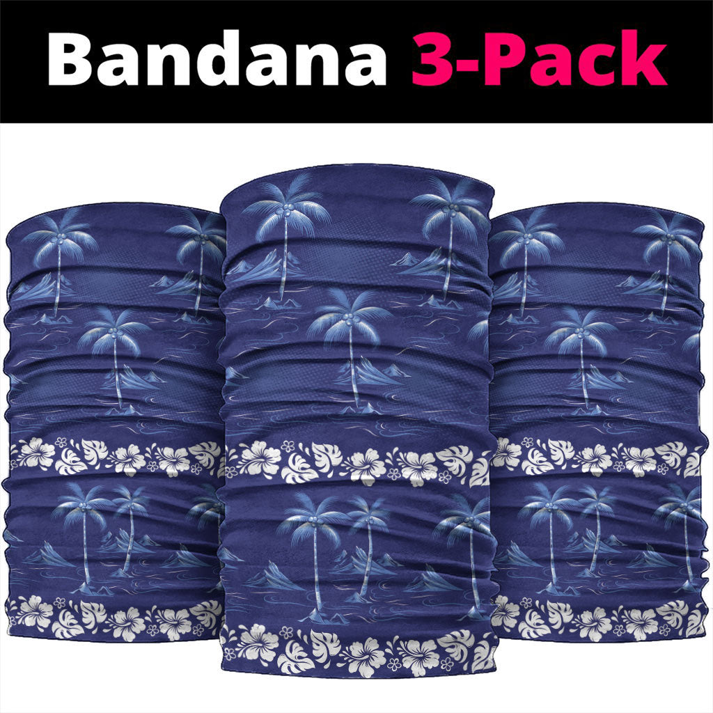 Blue Hawaii Palm Tree Hibiscus Neck Gaiter Fantasy Summer Vibe