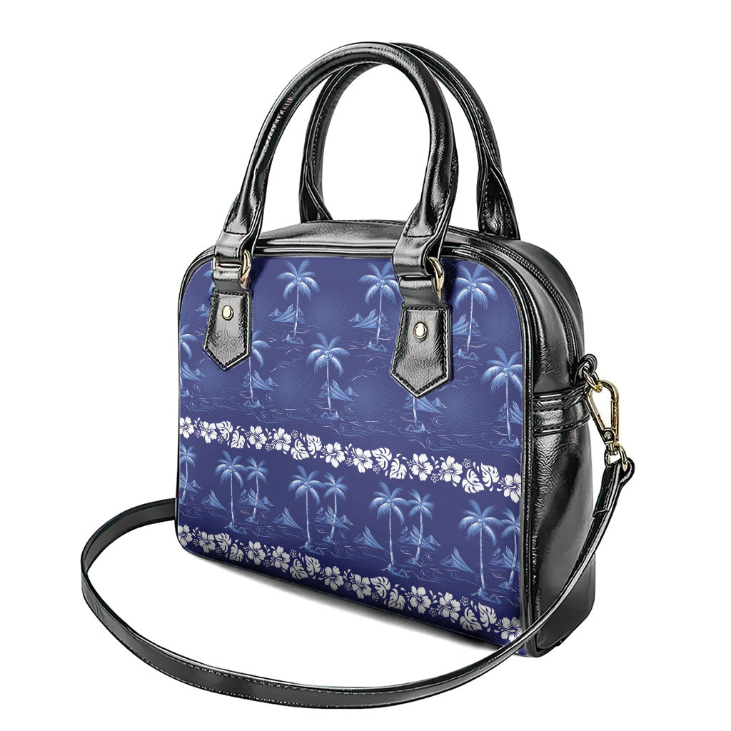 Blue Hawaii Palm Tree Hibiscus Shoulder Handbag Fantasy Summer Vibe