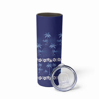 Blue Hawaii Palm Tree Hibiscus Skinny Tumbler Fantasy Summer Vibe