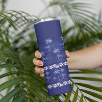 Blue Hawaii Palm Tree Hibiscus Skinny Tumbler Fantasy Summer Vibe