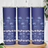 Blue Hawaii Palm Tree Hibiscus Skinny Tumbler Fantasy Summer Vibe