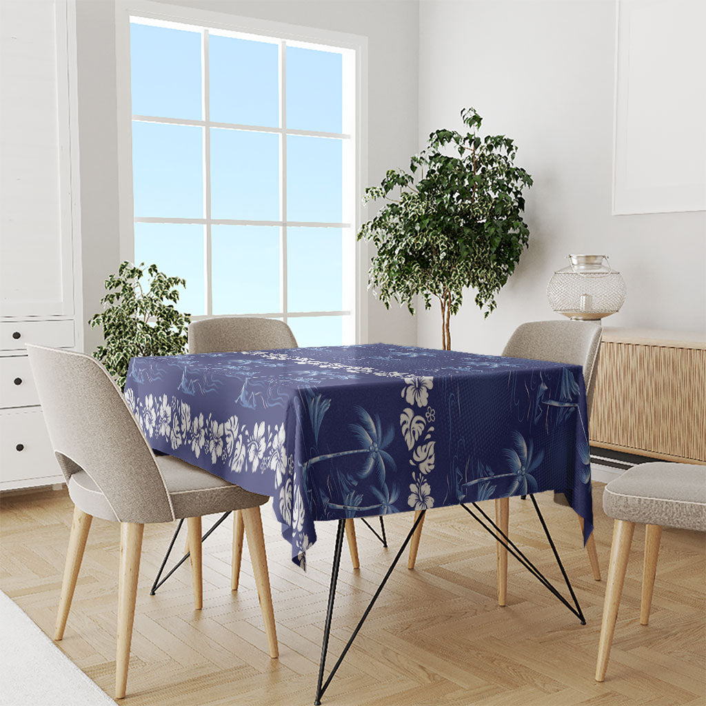 Blue Hawaii Palm Tree Hibiscus Tablecloth Fantasy Summer Vibe