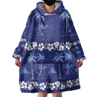 Blue Hawaii Palm Tree Hibiscus Wearable Blanket Hoodie Fantasy Summer Vibe LT01 - Polynesian Pride