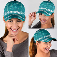 Cyan Hawaii Palm Tree Hibiscus Classic Cap Fantasy Summer Vibe