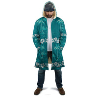 Cyan Hawaii Palm Tree Hibiscus Cloak Fantasy Summer Vibe