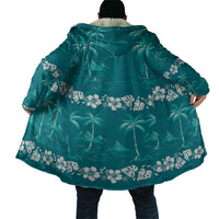 Cyan Hawaii Palm Tree Hibiscus Cloak Fantasy Summer Vibe