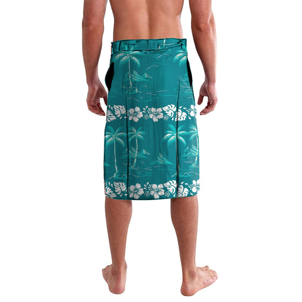 Cyan Hawaii Palm Tree Hibiscus Lavalava Fantasy Summer Vibe