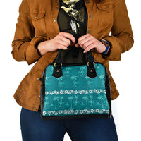 Cyan Hawaii Palm Tree Hibiscus Shoulder Handbag Fantasy Summer Vibe