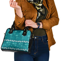 Cyan Hawaii Palm Tree Hibiscus Shoulder Handbag Fantasy Summer Vibe