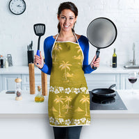 Yellow Hawaii Palm Tree Hibiscus Apron Fantasy Summer Vibe