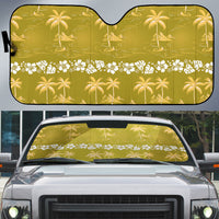 Yellow Hawaii Palm Tree Hibiscus Auto Sun Shade Fantasy Summer Vibe