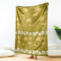 Yellow Hawaii Palm Tree Hibiscus Blanket Fantasy Summer Vibe