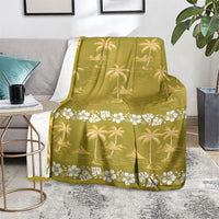 Yellow Hawaii Palm Tree Hibiscus Blanket Fantasy Summer Vibe