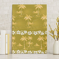 Yellow Hawaii Palm Tree Hibiscus Canvas Wall Art Fantasy Summer Vibe
