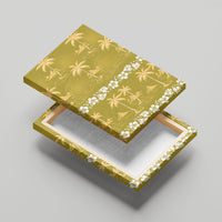 Yellow Hawaii Palm Tree Hibiscus Canvas Wall Art Fantasy Summer Vibe