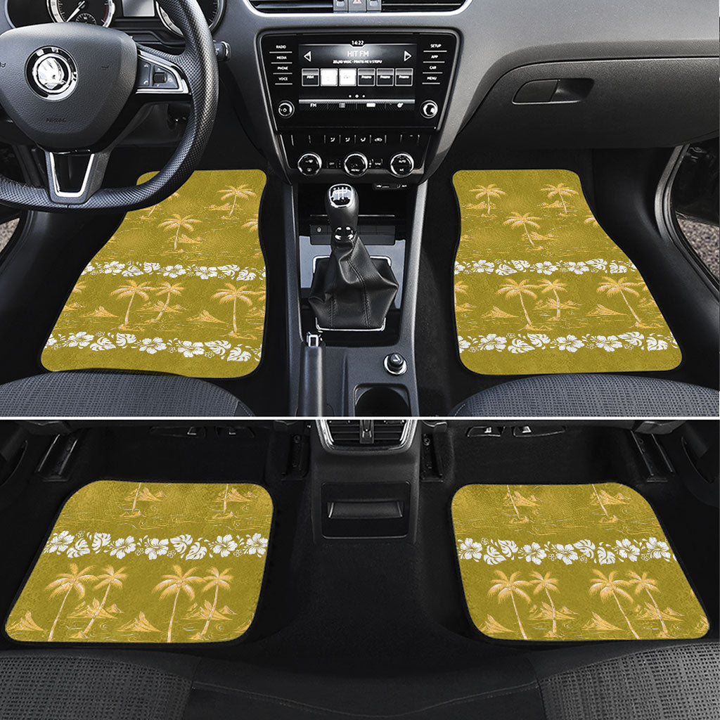 Yellow Hawaii Palm Tree Hibiscus Car Mats Fantasy Summer Vibe