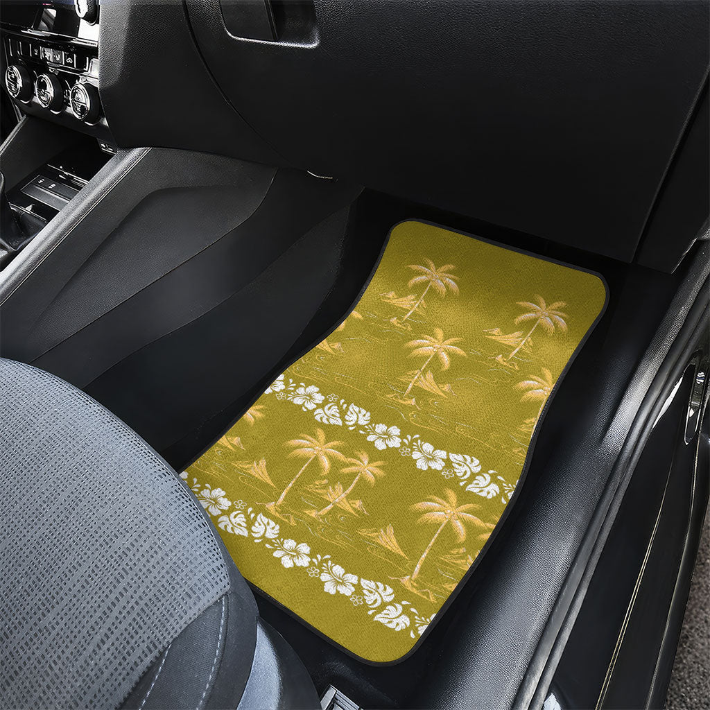 Yellow Hawaii Palm Tree Hibiscus Car Mats Fantasy Summer Vibe