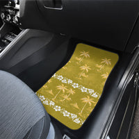 Yellow Hawaii Palm Tree Hibiscus Car Mats Fantasy Summer Vibe