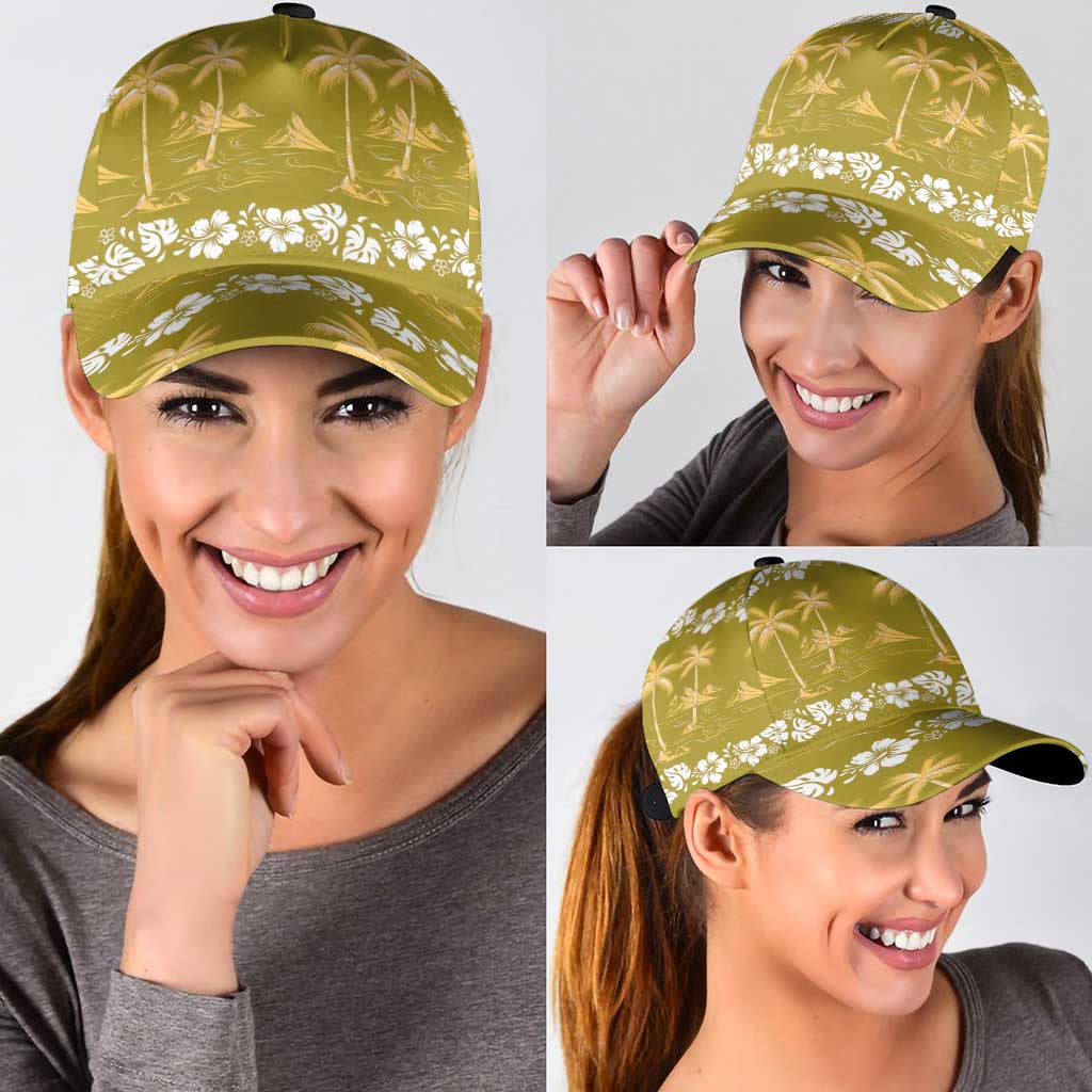 Yellow Hawaii Palm Tree Hibiscus Classic Cap Fantasy Summer Vibe