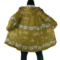 Yellow Hawaii Palm Tree Hibiscus Cloak Fantasy Summer Vibe