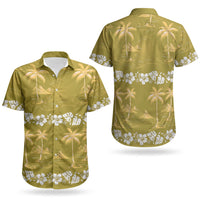 Yellow Hawaii Palm Tree Hibiscus Couples Matching Off Shoulder Maxi Dress and Hawaiian Shirt Fantasy Summer Vibe LT01 - Polynesian Pride
