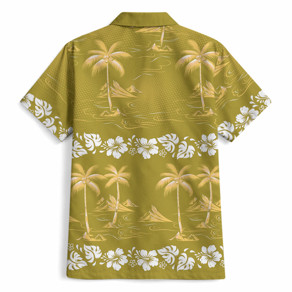 Yellow Hawaii Palm Tree Hibiscus Hawaiian Shirt Fantasy Summer Vibe LT01 - Polynesian Pride