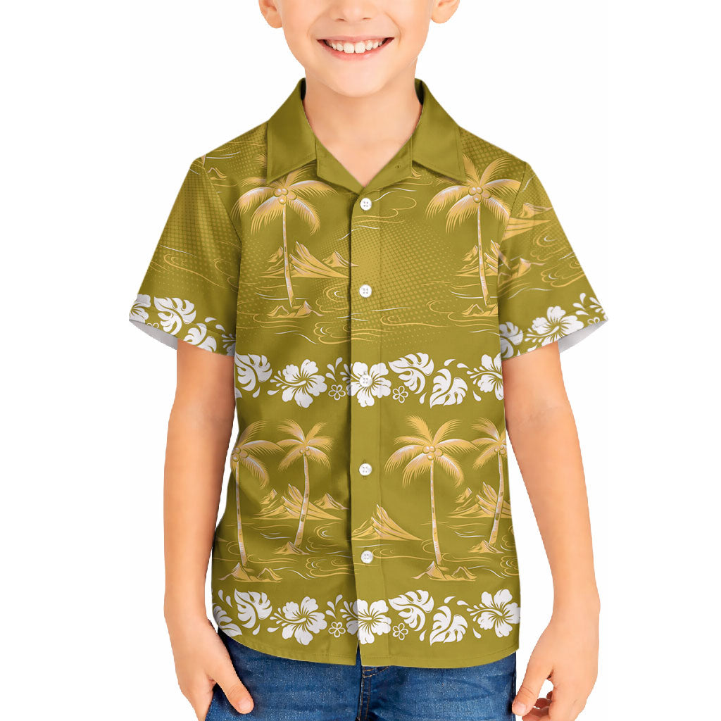 Yellow Hawaii Palm Tree Hibiscus Hawaiian Shirt Fantasy Summer Vibe LT01 - Polynesian Pride