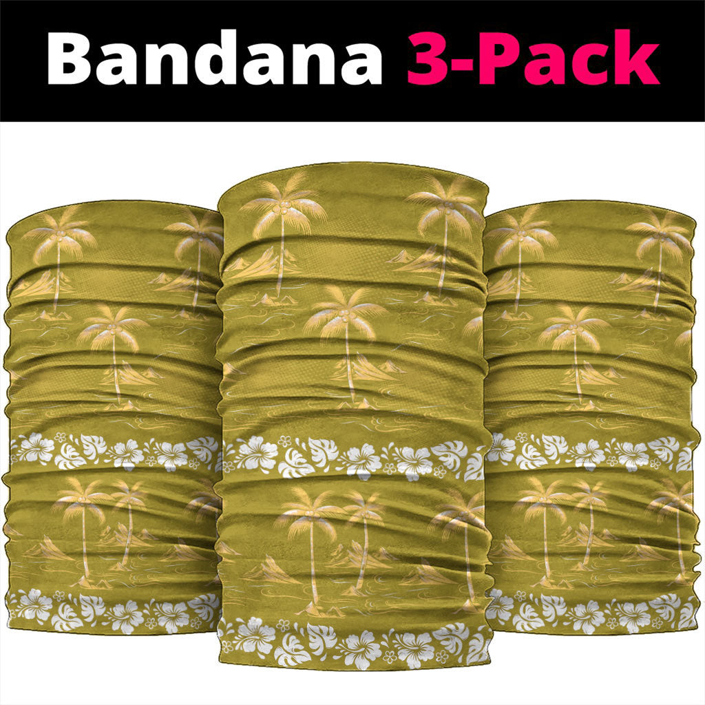 Yellow Hawaii Palm Tree Hibiscus Neck Gaiter Fantasy Summer Vibe