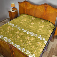 Yellow Hawaii Palm Tree Hibiscus Quilt Fantasy Summer Vibe