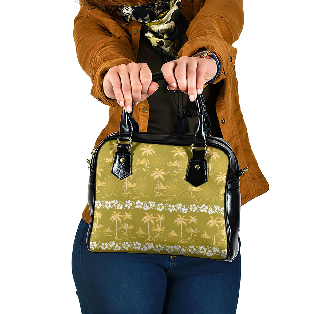 Yellow Hawaii Palm Tree Hibiscus Shoulder Handbag Fantasy Summer Vibe