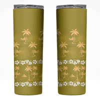 Yellow Hawaii Palm Tree Hibiscus Skinny Tumbler Fantasy Summer Vibe