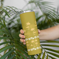 Yellow Hawaii Palm Tree Hibiscus Skinny Tumbler Fantasy Summer Vibe