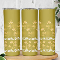 Yellow Hawaii Palm Tree Hibiscus Skinny Tumbler Fantasy Summer Vibe