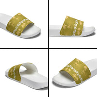 Yellow Hawaii Palm Tree Hibiscus Slide Sandals Fantasy Summer Vibe