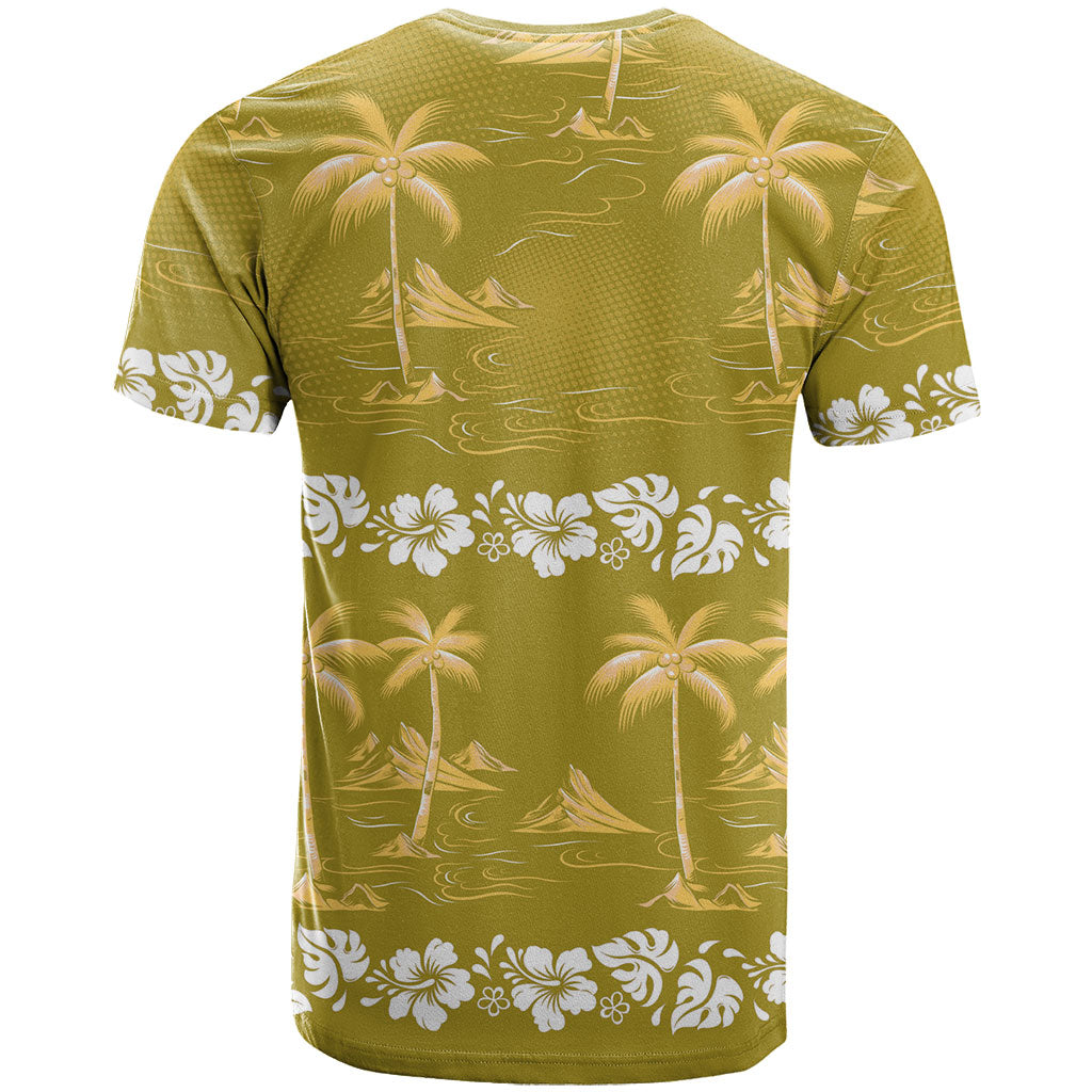 Yellow Hawaii Palm Tree Hibiscus T Shirt Fantasy Summer Vibe LT01 - Polynesian Pride
