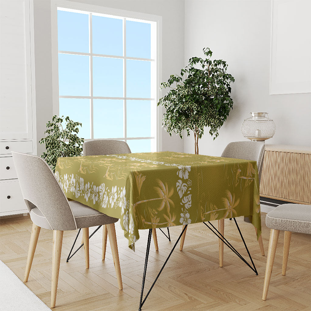 Yellow Hawaii Palm Tree Hibiscus Tablecloth Fantasy Summer Vibe