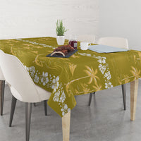 Yellow Hawaii Palm Tree Hibiscus Tablecloth Fantasy Summer Vibe
