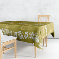 Yellow Hawaii Palm Tree Hibiscus Tablecloth Fantasy Summer Vibe