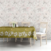Yellow Hawaii Palm Tree Hibiscus Tablecloth Fantasy Summer Vibe